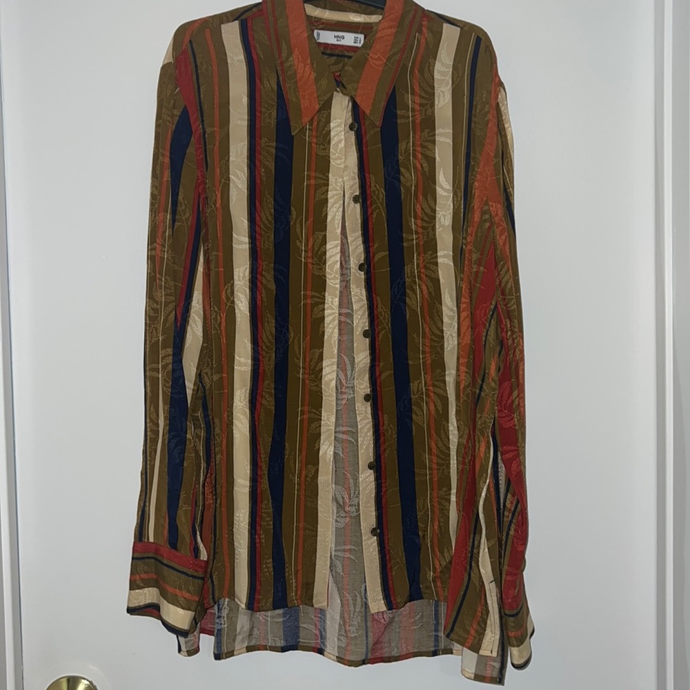 Brand New Mango Stripped Colored Button Up